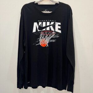 Nike Basketball Men's Dri-Fit Long Sleeve T-shirt Black Size 2XL